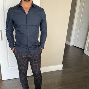H&M Slim Fit Navy Blue Button Down Shirt
